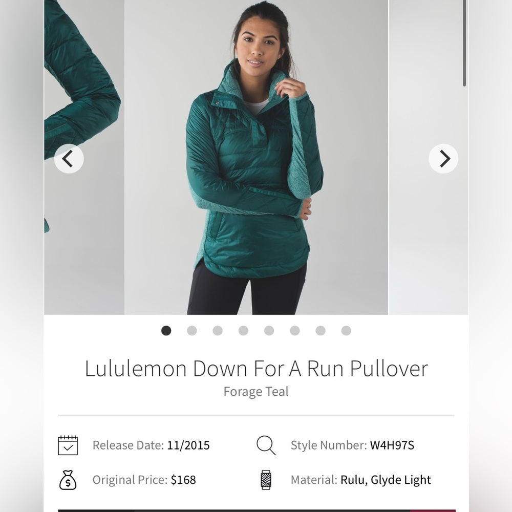 NWOT Lululemon Down For A Run Pullover Forage Teal